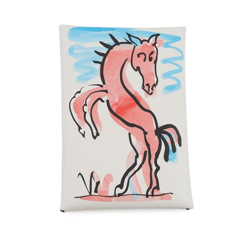 エルメス コインケース カルヴィ デュオ  スプリングホース ブラン/シルバー金具 スイフト W刻印 白