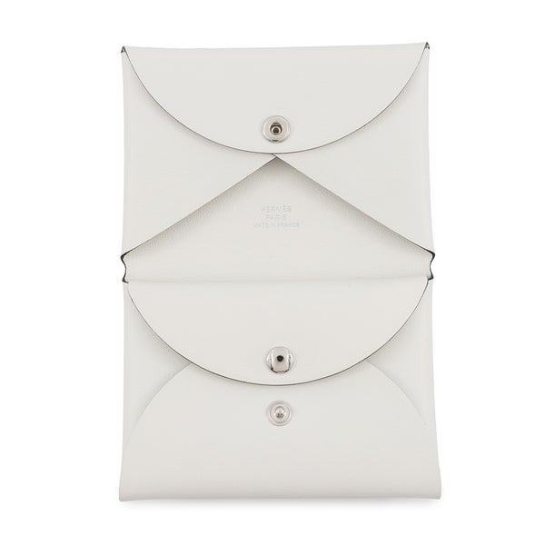 エルメス コインケース カルヴィ デュオ  スプリングホース ブラン/シルバー金具 スイフト W刻印 白