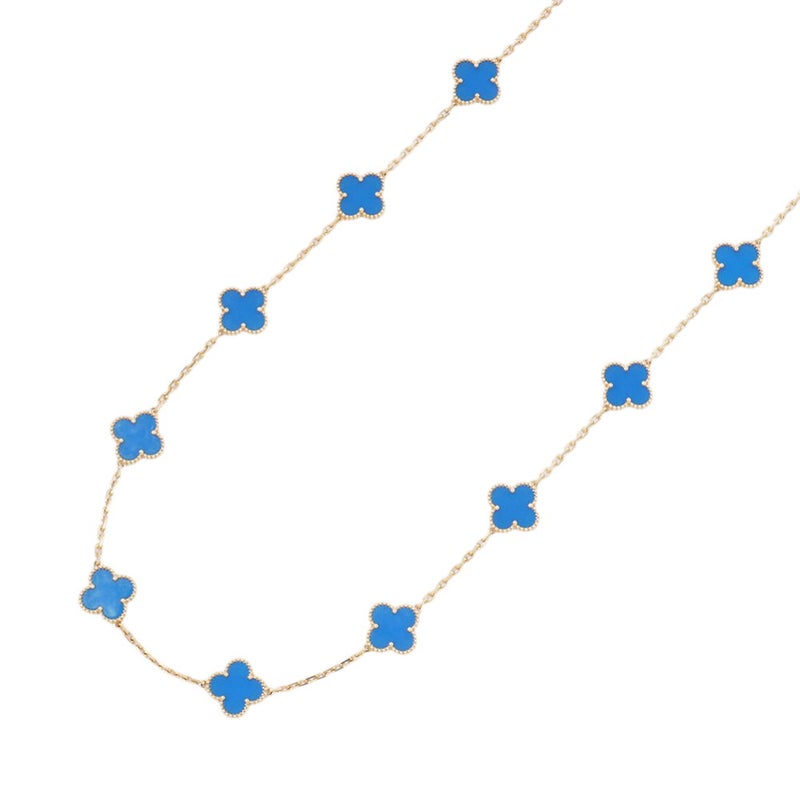 ヴァンクリーフ＆アーペル ネックレス ヴィンテージ アルハンブラ 20モチーフ ブルーアゲート K18YGイエローゴールド VCARP7RN00