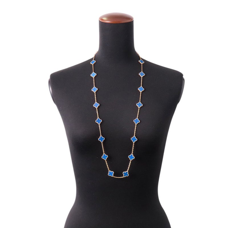 ヴァンクリーフ＆アーペル ネックレス ヴィンテージ アルハンブラ 20モチーフ ブルーアゲート K18YGイエローゴールド VCARP7RN00