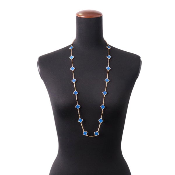 ヴァンクリーフ＆アーペル ネックレス ヴィンテージ アルハンブラ 20モチーフ ブルーアゲート K18YGイエローゴールド VCARP7RN00