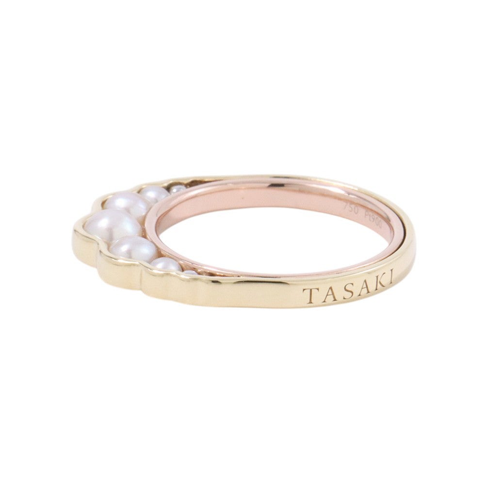タ*ー様 TASAKI☆K18 あこやベビーパールリング☆10号☆ タサキ リング リキッド スカルプチャー パール リング あこや真珠