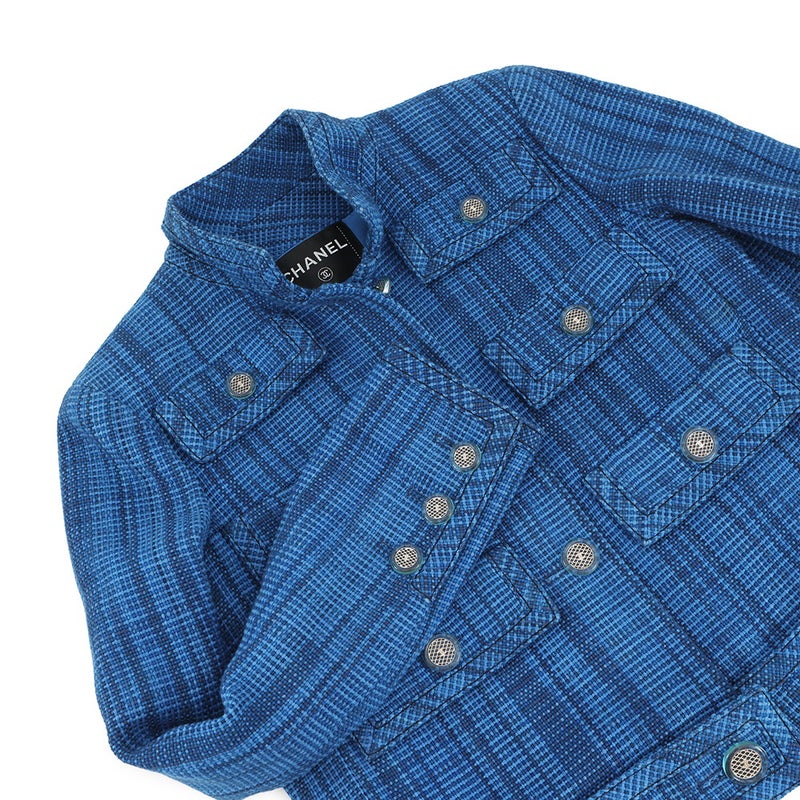 シャネル ジャケット ココマーク チェック柄ツイード レディースサイズ36 P62605 CHANEL アウター 2020リゾートコレクション