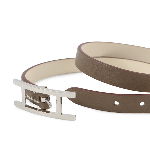 エルメス ブレスレット ビーアピ ドゥブルトゥール エトゥープ/ナタ/シルバー金具 スイフト サイズT3