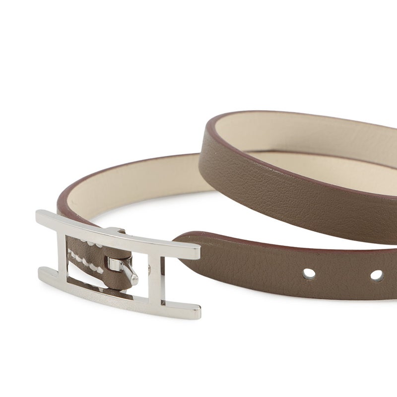 エルメス ブレスレット ビーアピ ドゥブルトゥール エトゥープ/ナタ/シルバー金具 スイフト サイズT3