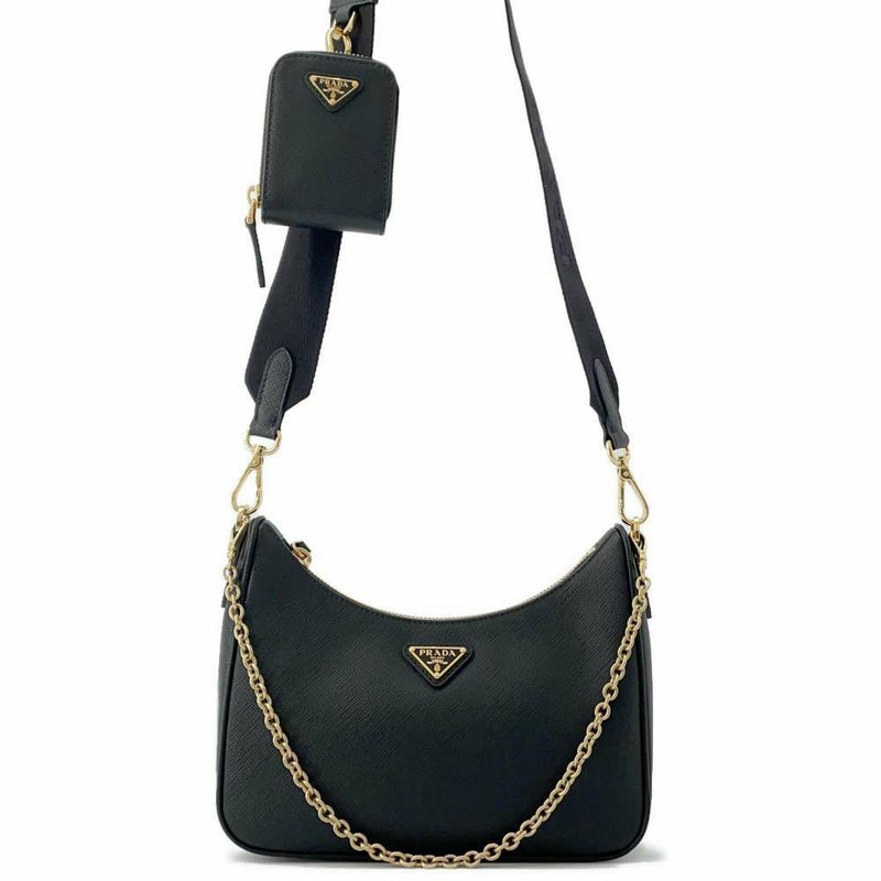 プラダ ショルダーバッグ サフィアーノ リエディション 2005 レザー 1BH204 PRADA バッグ 黒
