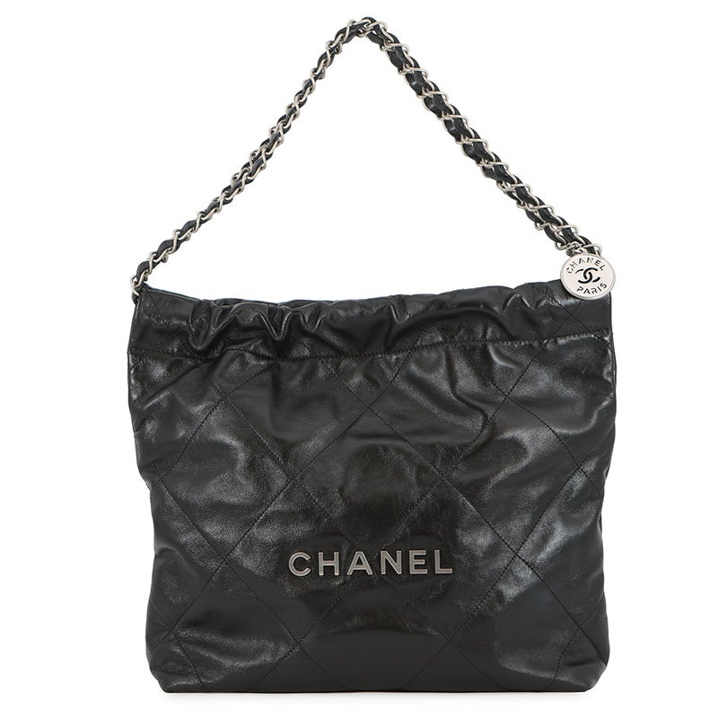 シャネル ハンドバッグ CHANEL 22 マトラッセ スモール シャイニーカーフ AS3260 ポーチ付き 黒