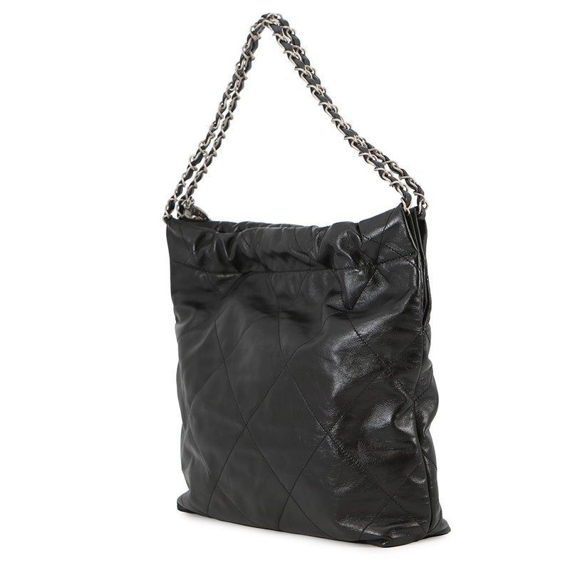 シャネル ハンドバッグ CHANEL 22 マトラッセ スモール シャイニーカーフ AS3260 ポーチ付き 黒