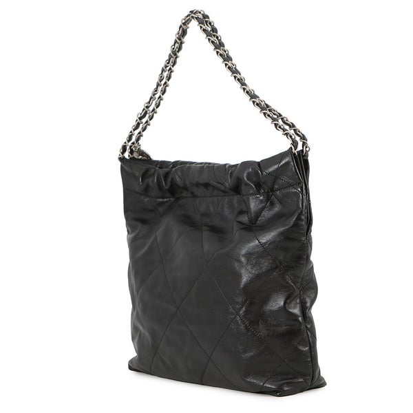 シャネル ハンドバッグ CHANEL 22 マトラッセ スモール シャイニーカーフ AS3260 ポーチ付き 黒