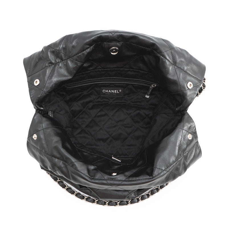 シャネル ハンドバッグ CHANEL 22 マトラッセ スモール シャイニーカーフ AS3260 ポーチ付き 黒