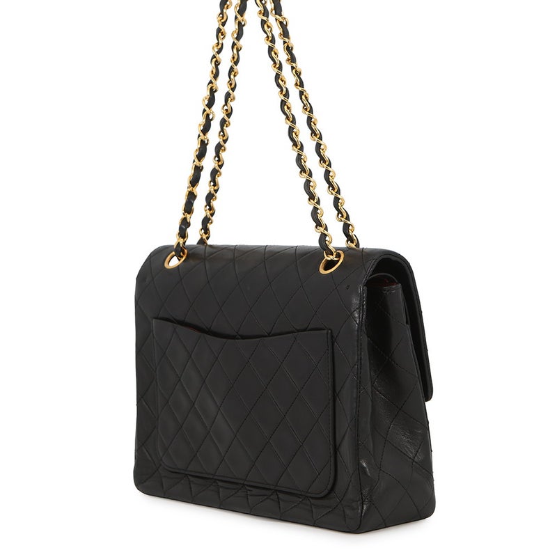 シャネル チェーンショルダーバッグ マトラッセ25 ココマーク ラムスキン ダブルチェーン CHANEL 黒