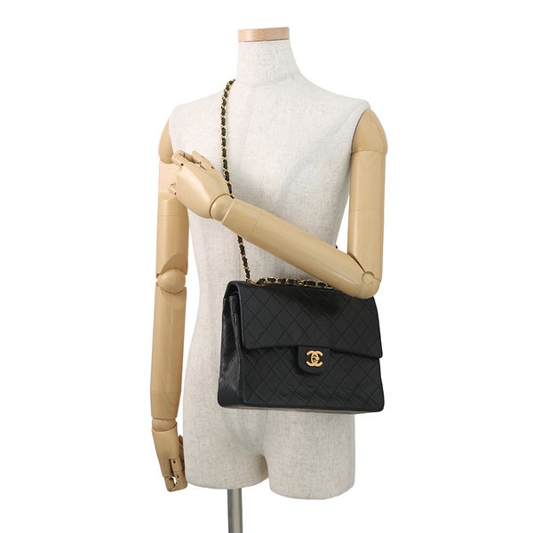 シャネル チェーンショルダーバッグ マトラッセ25 ココマーク ラムスキン ダブルチェーン CHANEL 黒