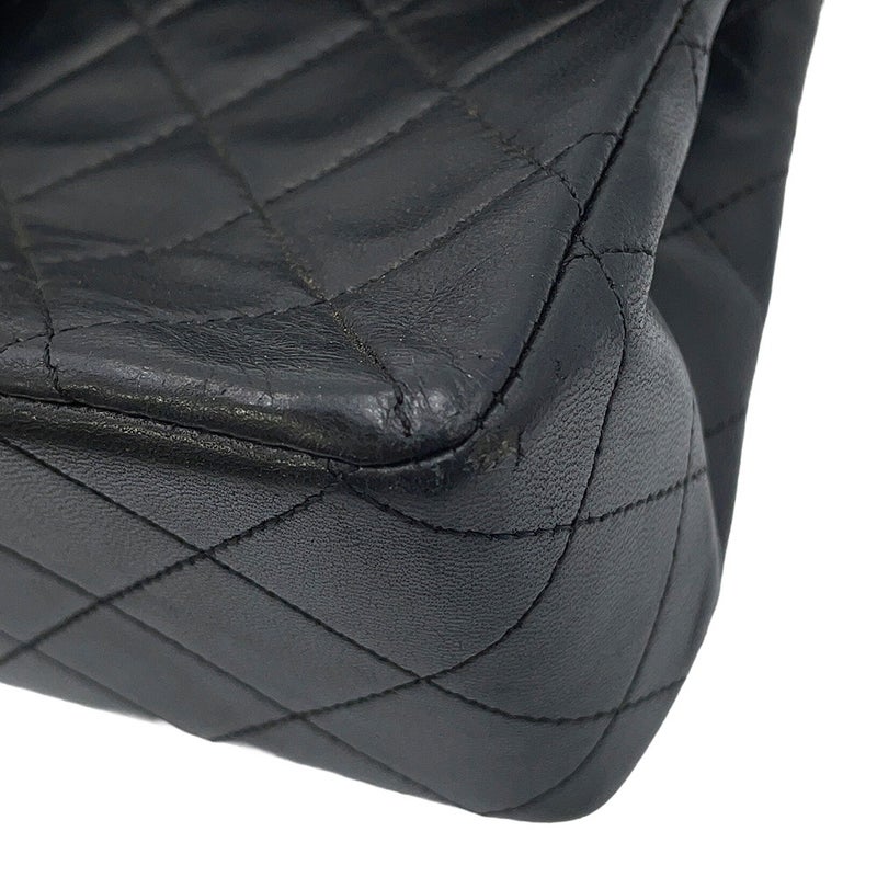 シャネル チェーンショルダーバッグ マトラッセ25 ココマーク ラムスキン ダブルチェーン CHANEL 黒