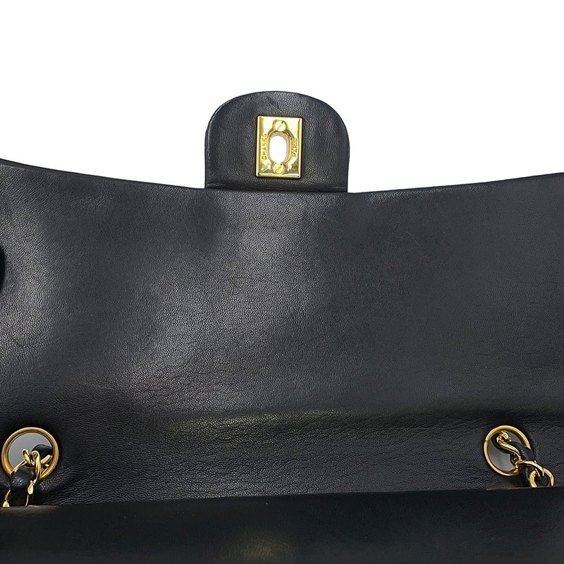 シャネル チェーンショルダーバッグ マトラッセ25 ココマーク ラムスキン ダブルチェーン CHANEL 黒