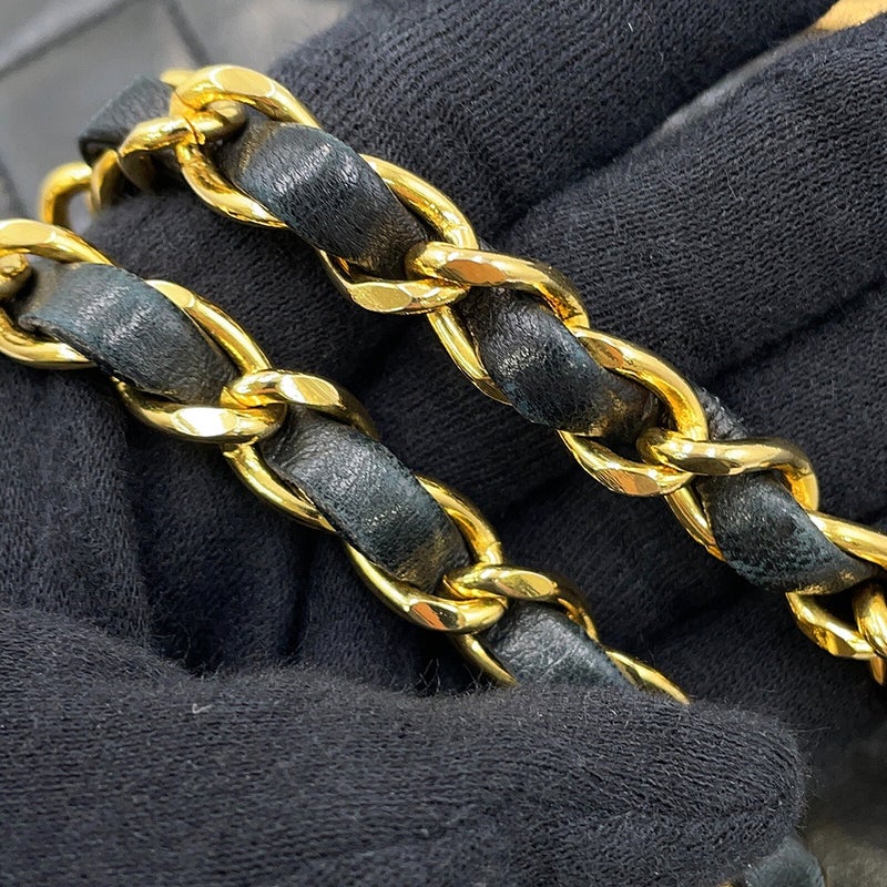シャネル チェーンショルダーバッグ マトラッセ25 ココマーク ラムスキン ダブルチェーン CHANEL 黒