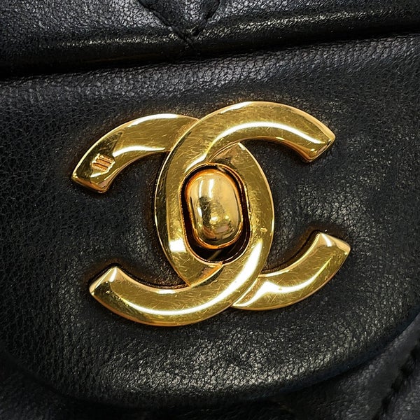 シャネル チェーンショルダーバッグ マトラッセ25 ココマーク ラムスキン ダブルチェーン CHANEL 黒