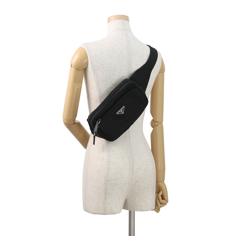 プラダ ボディバッグ Re-Nylon サフィアーノ ベルトバッグ 2VL977 PRADA バッグ ウエストバッグ 黒