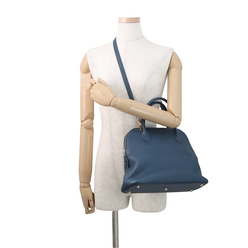 エルメス ハンドバッグ ボリード31 ディープブルー/ゴールド金具 トリヨンクレマンス Y刻印 ２wayショルダー