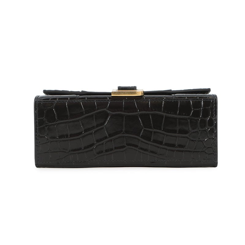 バレンシアガ ハンドバッグ クロコダイル型押しカーフスキン アワーグラス XS 592833 BALENCIAGA 2way 黒