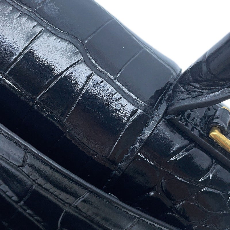 バレンシアガ ハンドバッグ クロコダイル型押しカーフスキン アワーグラス XS 592833 BALENCIAGA 2way 黒