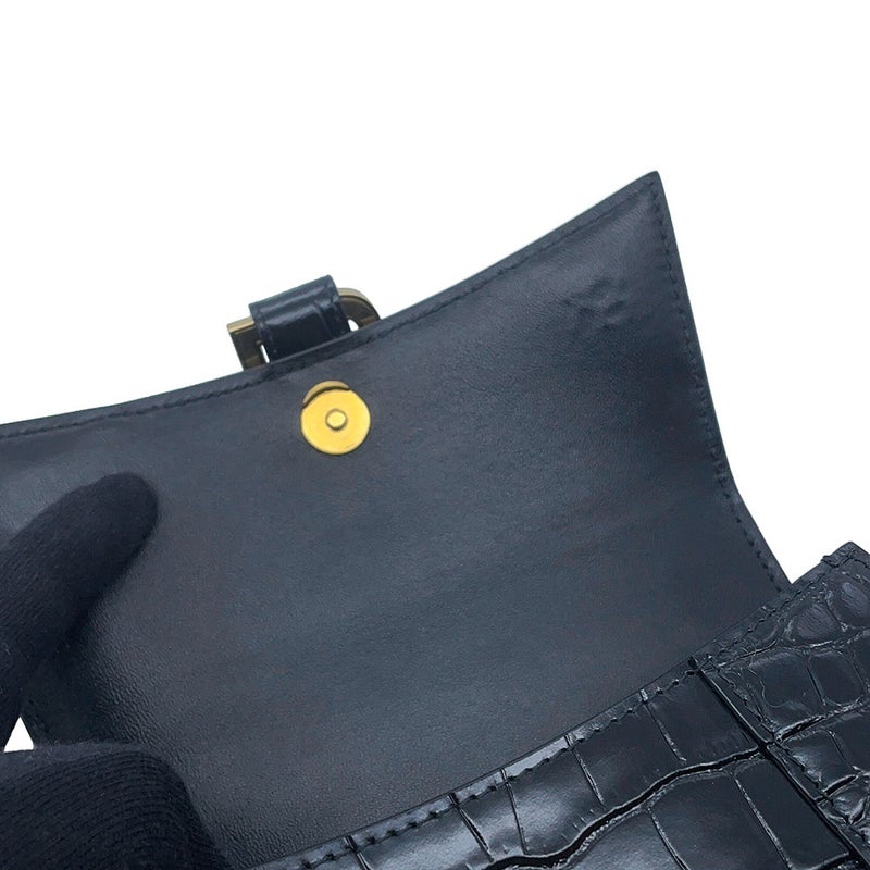 バレンシアガ ハンドバッグ クロコダイル型押しカーフスキン アワーグラス XS 592833 BALENCIAGA 2way 黒
