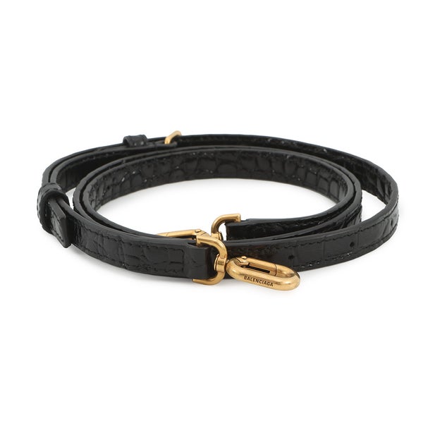 バレンシアガ ハンドバッグ クロコダイル型押しカーフスキン アワーグラス XS 592833 BALENCIAGA 2way 黒