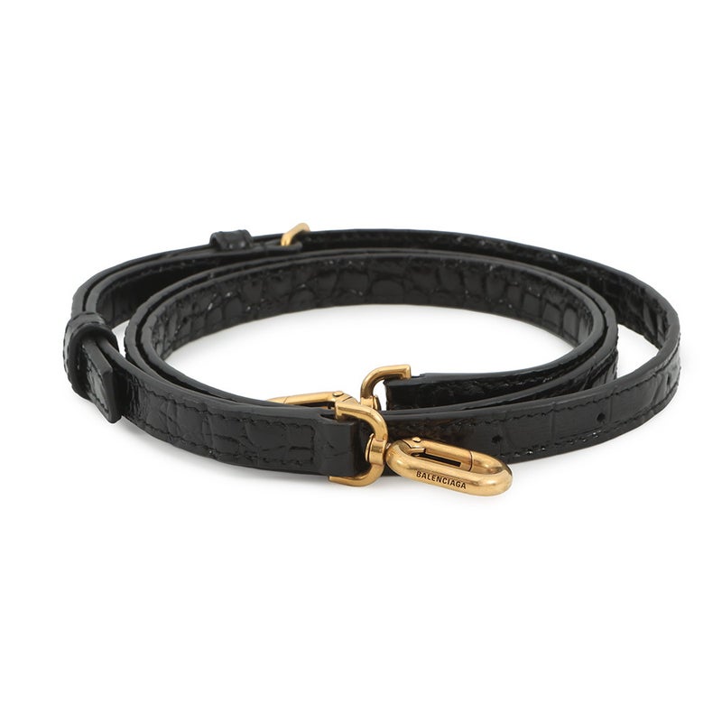 バレンシアガ ハンドバッグ クロコダイル型押しカーフスキン アワーグラス XS 592833 BALENCIAGA 2way 黒