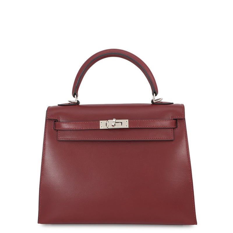 エルメス ハンドバッグ ケリー25 外縫い ルージュアッシュ/シルバー金具 ボックスカーフ □J刻印 ２wayショルダー