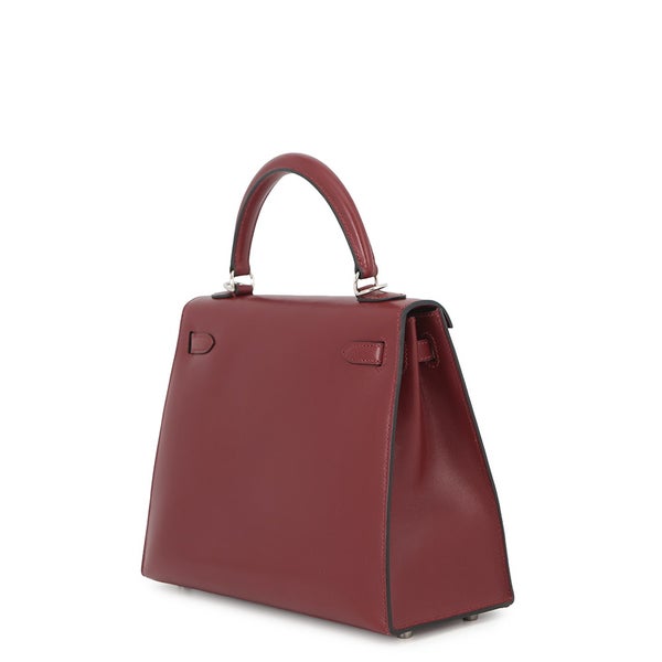 エルメス ハンドバッグ ケリー25 外縫い ルージュアッシュ/シルバー金具 ボックスカーフ □J刻印 ２wayショルダー