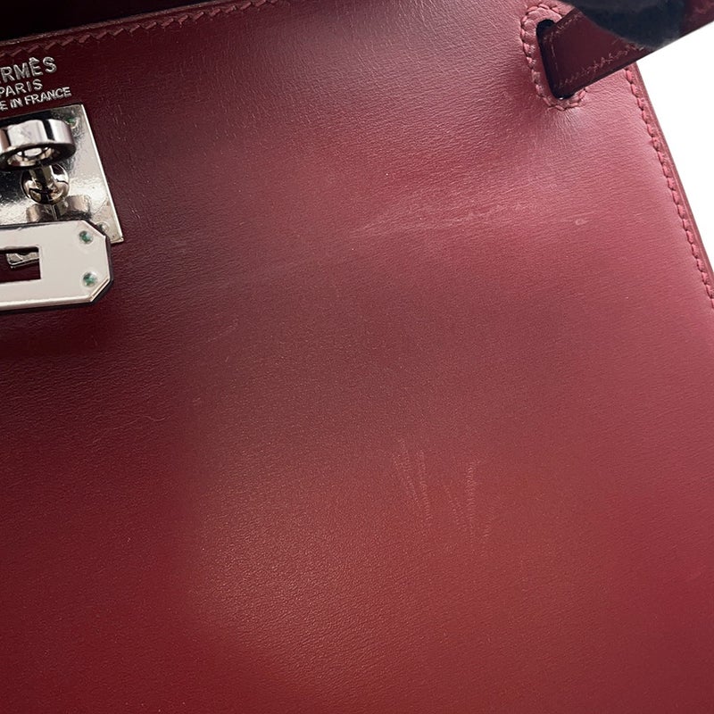 エルメス ハンドバッグ ケリー25 外縫い ルージュアッシュ/シルバー金具 ボックスカーフ □J刻印 ２wayショルダー