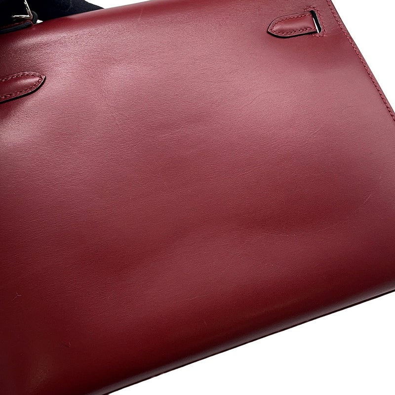 エルメス ハンドバッグ ケリー25 外縫い ルージュアッシュ/シルバー金具 ボックスカーフ □J刻印 ２wayショルダー