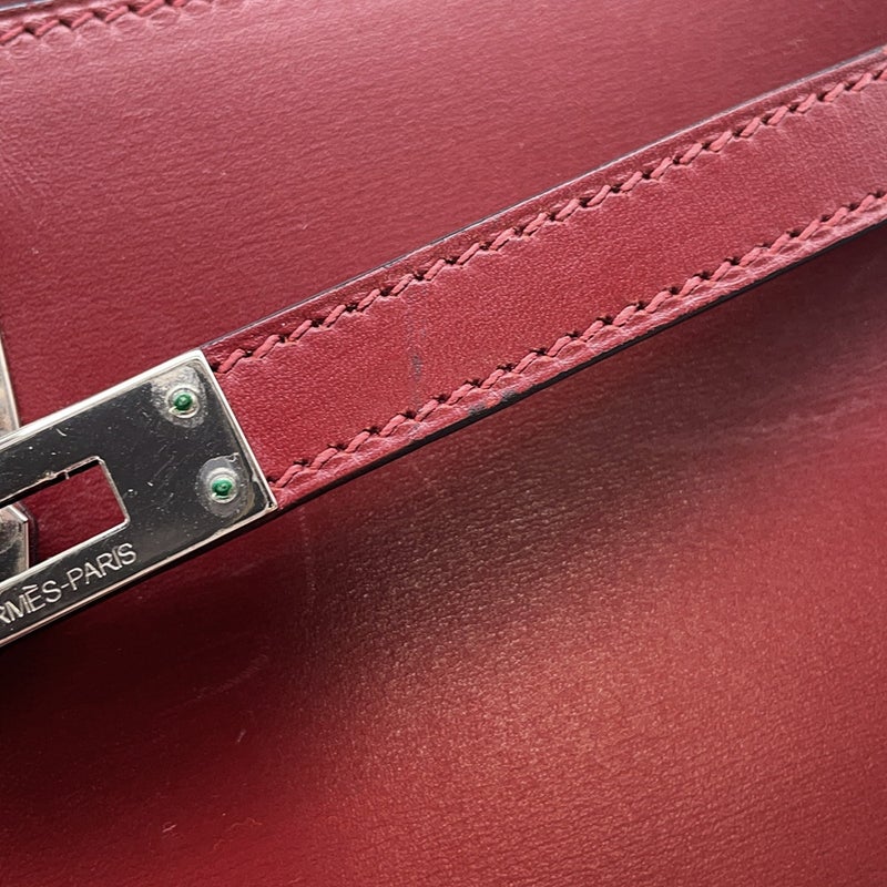 エルメス ハンドバッグ ケリー25 外縫い ルージュアッシュ/シルバー金具 ボックスカーフ □J刻印 ２wayショルダー