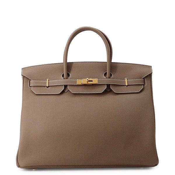 エルメス バーキン40 エトゥープ/ゴールド金具 トゴ W刻印 HERMES Birkin ハンドバッグ