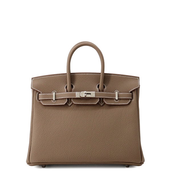 エルメス バーキン25 エトゥープ/シルバー金具 トゴ G刻印 HERMES Birkin ハンドバッグ