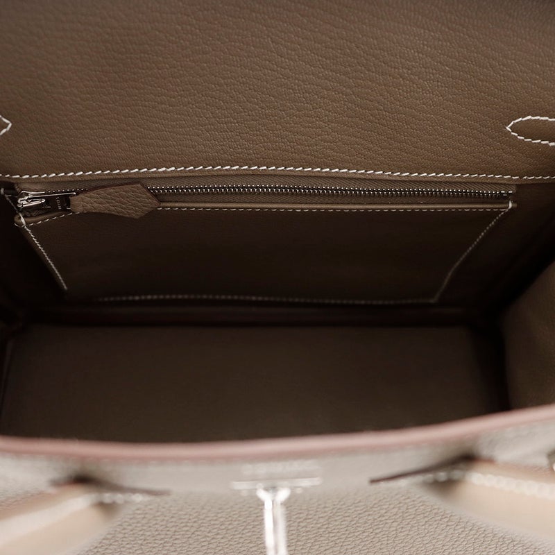 エルメス バーキン25 エトゥープ/シルバー金具 トゴ G刻印 HERMES Birkin ハンドバッグ