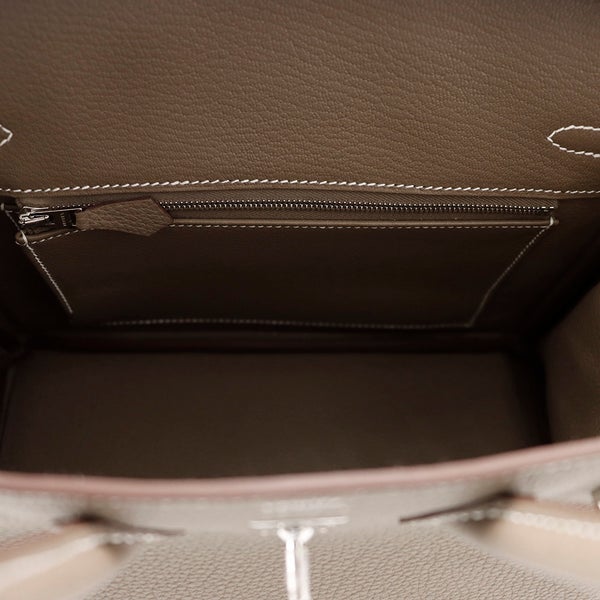 エルメス バーキン25 エトゥープ/シルバー金具 トゴ G刻印 HERMES Birkin ハンドバッグ