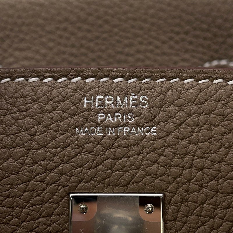 エルメス バーキン25 エトゥープ/シルバー金具 トゴ G刻印 HERMES Birkin ハンドバッグ