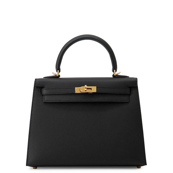 エルメス ハンドバッグ ケリー25 外縫い ブラック/ゴールド金具 エプソン G刻印 ２wayショルダー黒