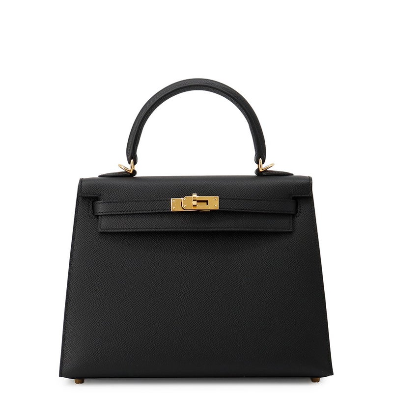 エルメス ハンドバッグ ケリー25 外縫い ブラック/ゴールド金具 エプソン G刻印 ２wayショルダー黒