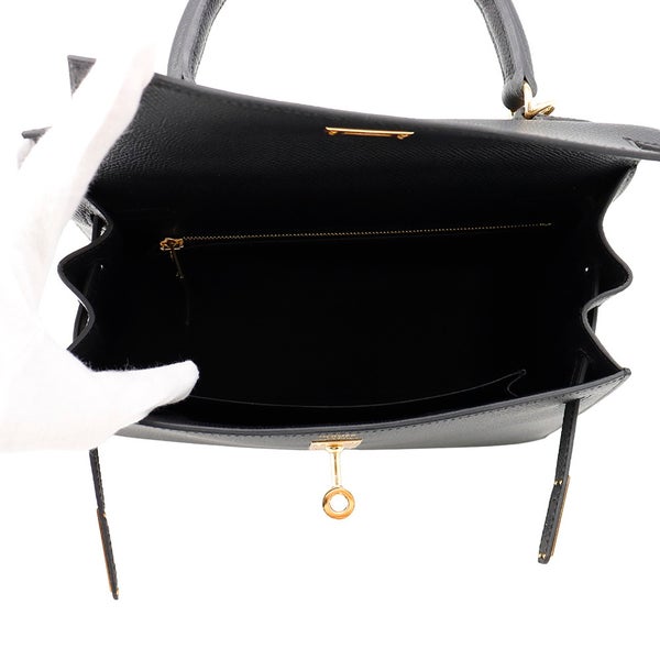 エルメス ハンドバッグ ケリー25 外縫い ブラック/ゴールド金具 エプソン G刻印 ２wayショルダー黒