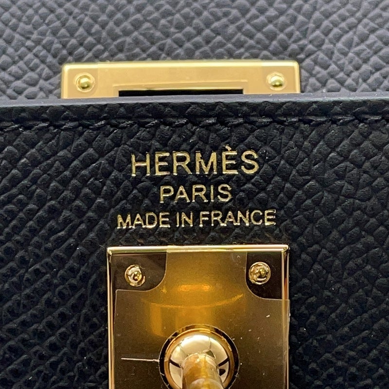 エルメス ハンドバッグ ケリー25 外縫い ブラック/ゴールド金具 エプソン G刻印 ２wayショルダー黒
