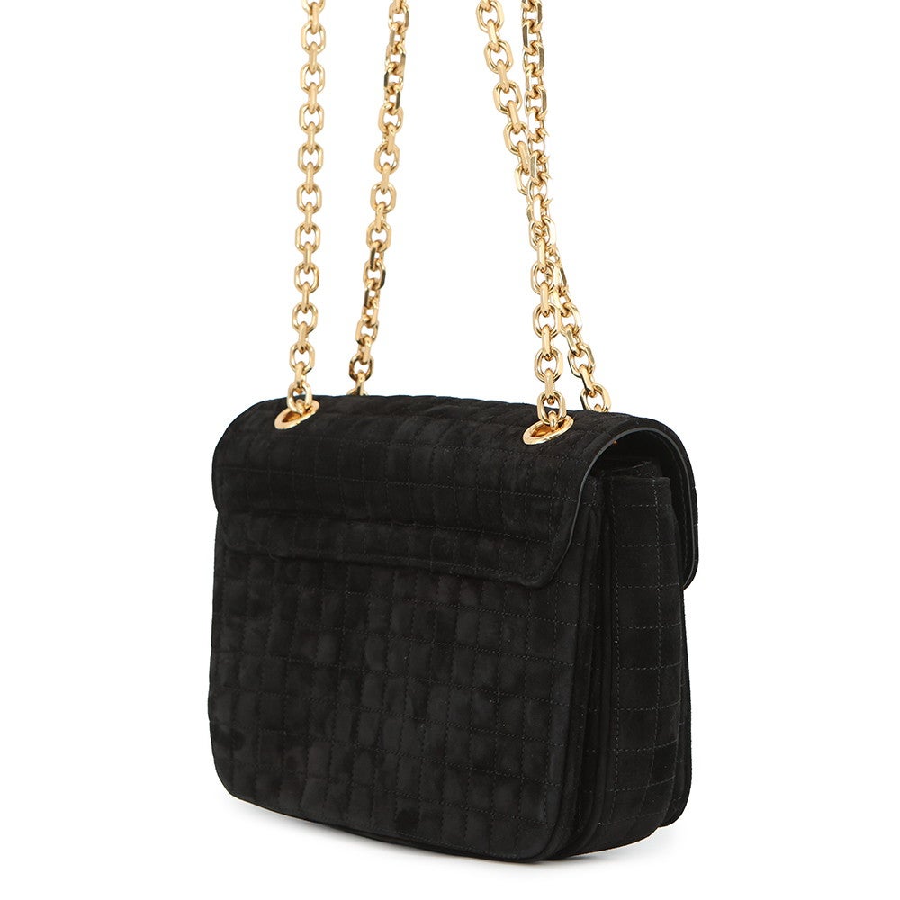 セリーヌ チェーンショルダーバッグ C セー ミディアム スエード 187253BJI.38NO CELINE バッグ 黒 セリーヌ チェーンショルダーバッグ C セー ミディアム スエード