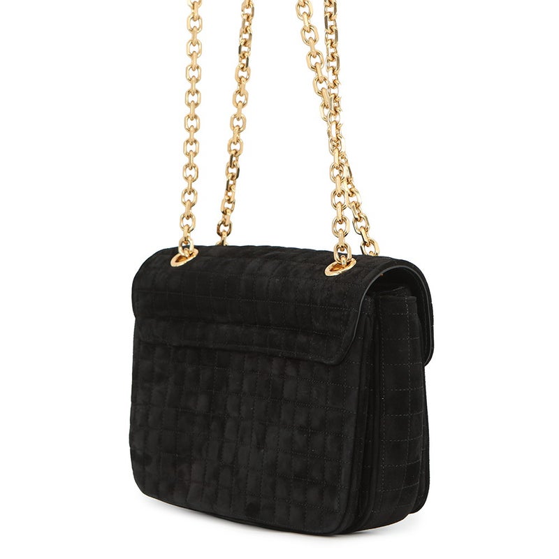 セリーヌ チェーンショルダーバッグ C セー ミディアム スエード 187253BJI.38NO CELINE バッグ 黒
