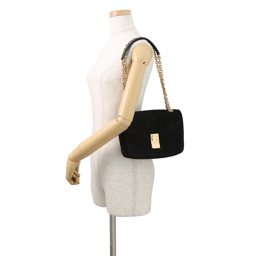 セリーヌ チェーンショルダーバッグ C セー ミディアム スエード 187253BJI.38NO CELINE バッグ 黒 セリーヌ チェーンショルダーバッグ C セー ミディアム スエード