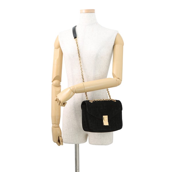 セリーヌ チェーンショルダーバッグ C セー ミディアム スエード 187253BJI.38NO CELINE バッグ 黒
