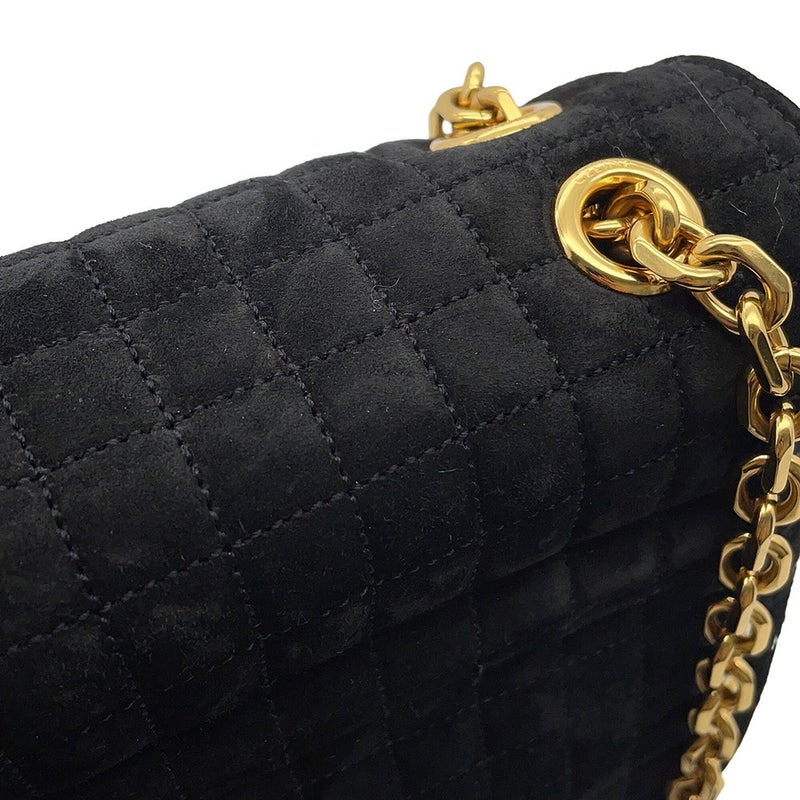 セリーヌ チェーンショルダーバッグ C セー ミディアム スエード 187253BJI.38NO CELINE バッグ 黒