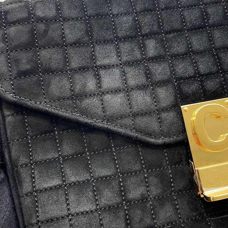 セリーヌ チェーンショルダーバッグ C セー ミディアム スエード 187253BJI.38NO CELINE バッグ 黒