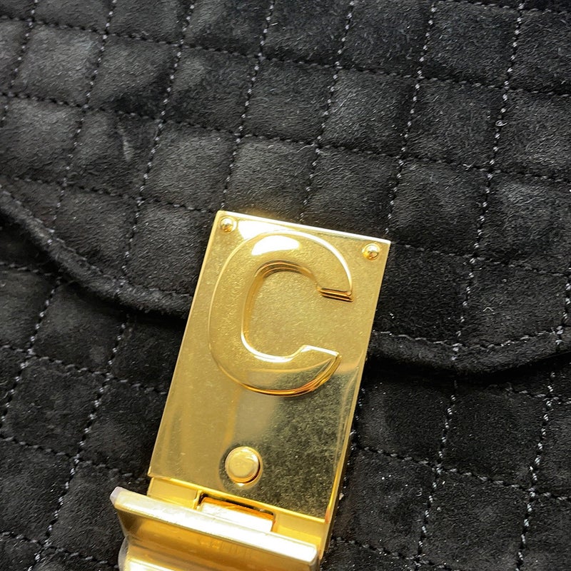 セリーヌ チェーンショルダーバッグ C セー ミディアム スエード 187253BJI.38NO CELINE バッグ 黒