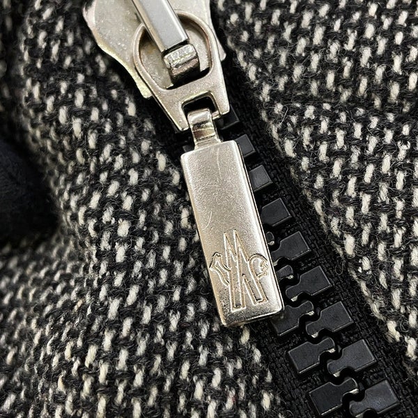 モンクレール ダウンジャケット ツイード ウール レディースサイズ0 MONCLER 黒 アウター
