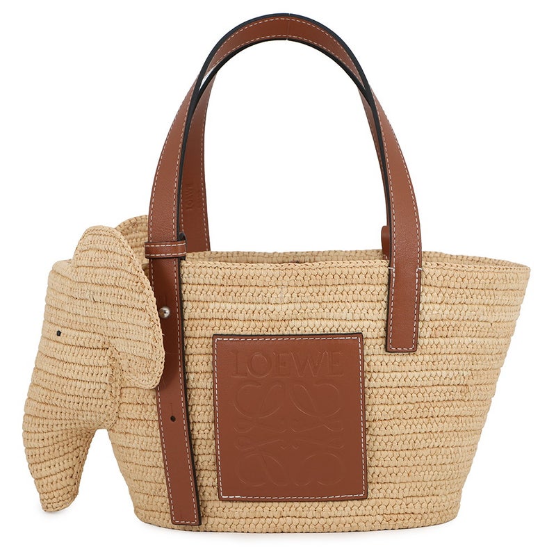 ロエベ ハンドバッグ エレファント バスケットバッグ スモール ラフィア/レザー A546T37X01 LOEWE かごバッグ ゾウ